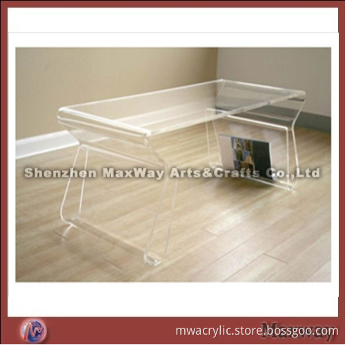Transparent Acrylic Coffee Table with Magazine Rack/holder